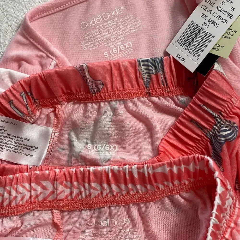 Cuddl Duds Size 6/6X Top, Shorts & Pants Pajama Set